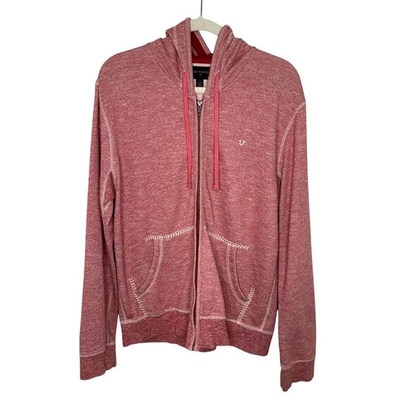 True Religion Red Long Sleeve Zip Hoodie, L - Picture 1 of 10
